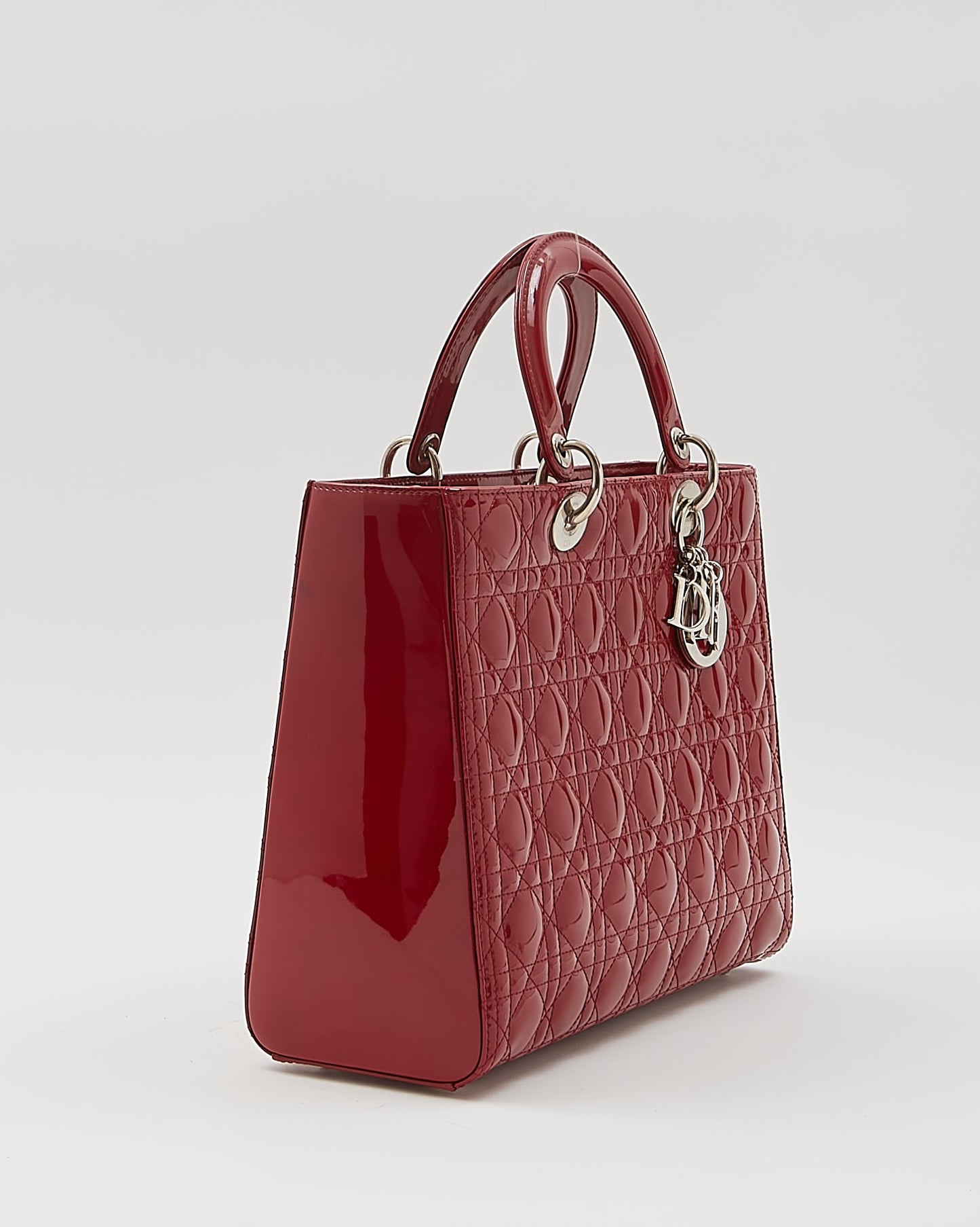 Dior Red Patent Cannage Large Lady Dior Bag
