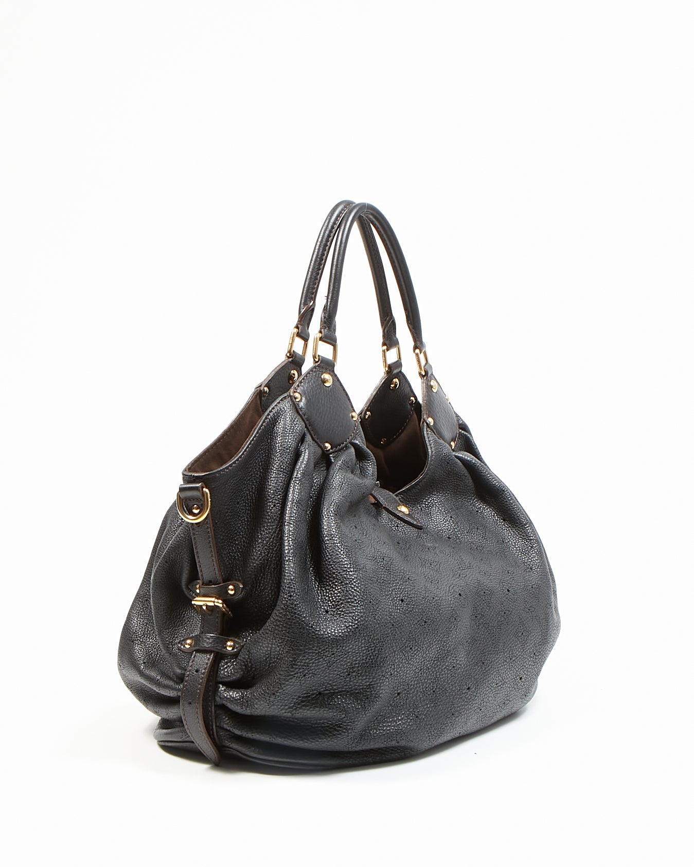 Louis Vuitton Black Perforated Leather Monogram Mahina XL Hobo Bag
