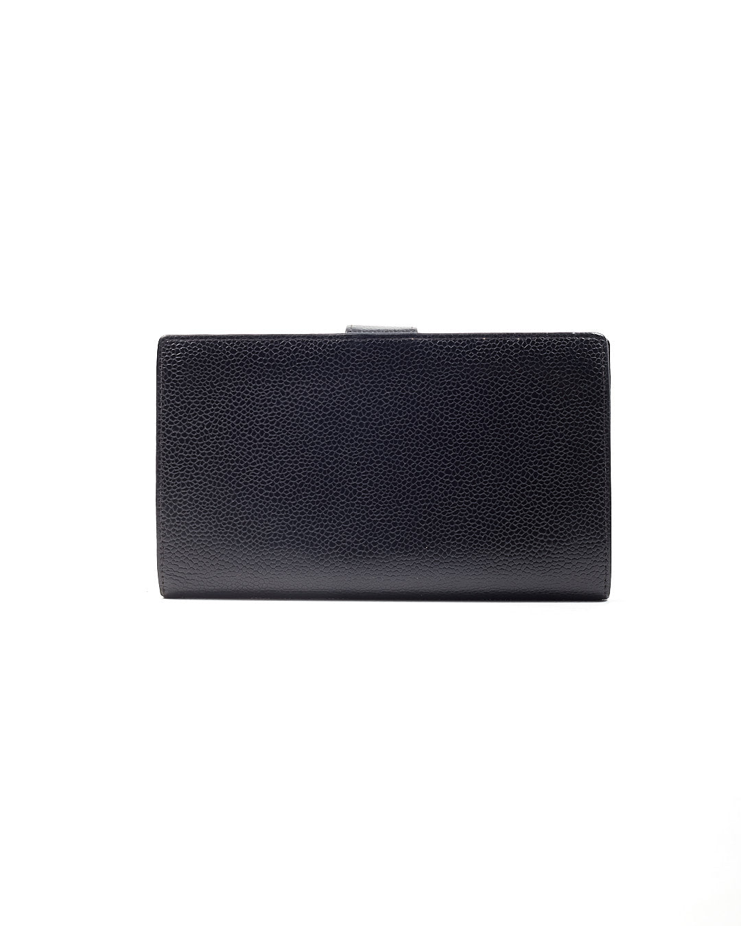 Chanel Black Caviar French Timeless Compact CC Interlocking Logo Wallet