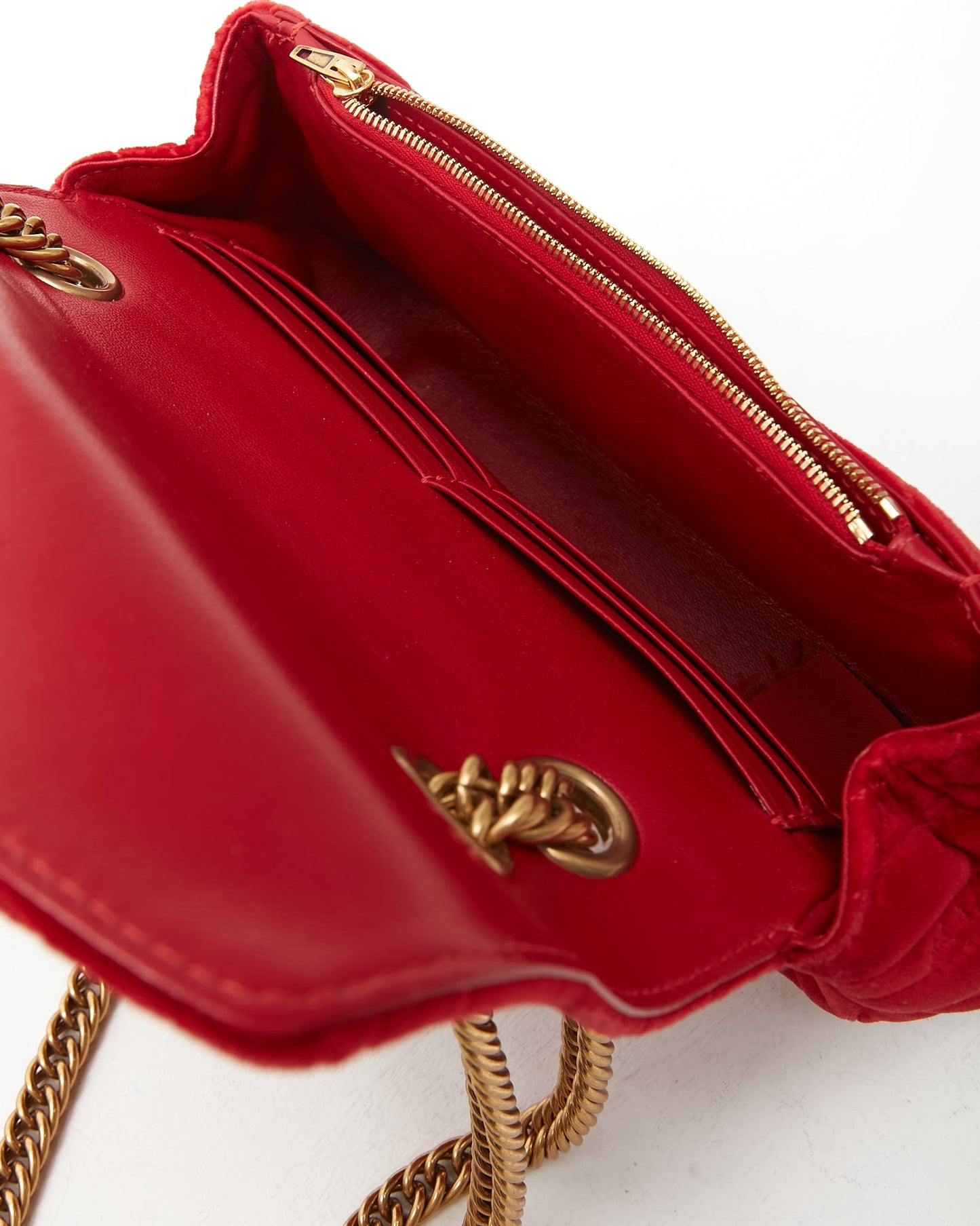 Balenciaga Red Velvet Quilted Logo BB Small Chain Crossbody