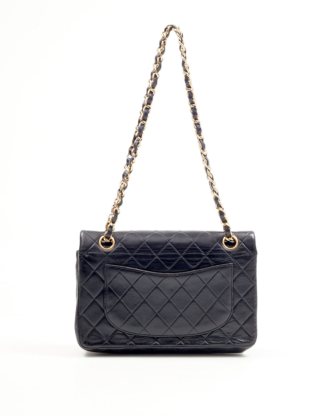 Chanel Black Lambskin Vintage 24K Gold Plated Small Classic Double Flap Bag
