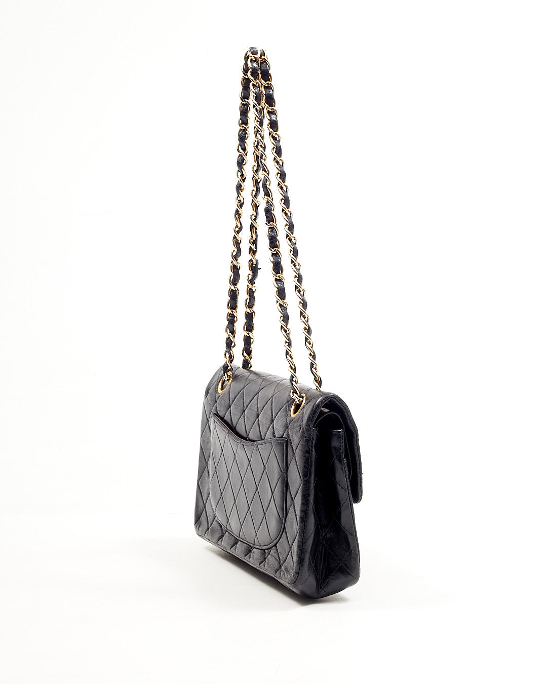 Chanel Black Lambskin Vintage 24K Gold Plated Small Classic Double Flap Bag