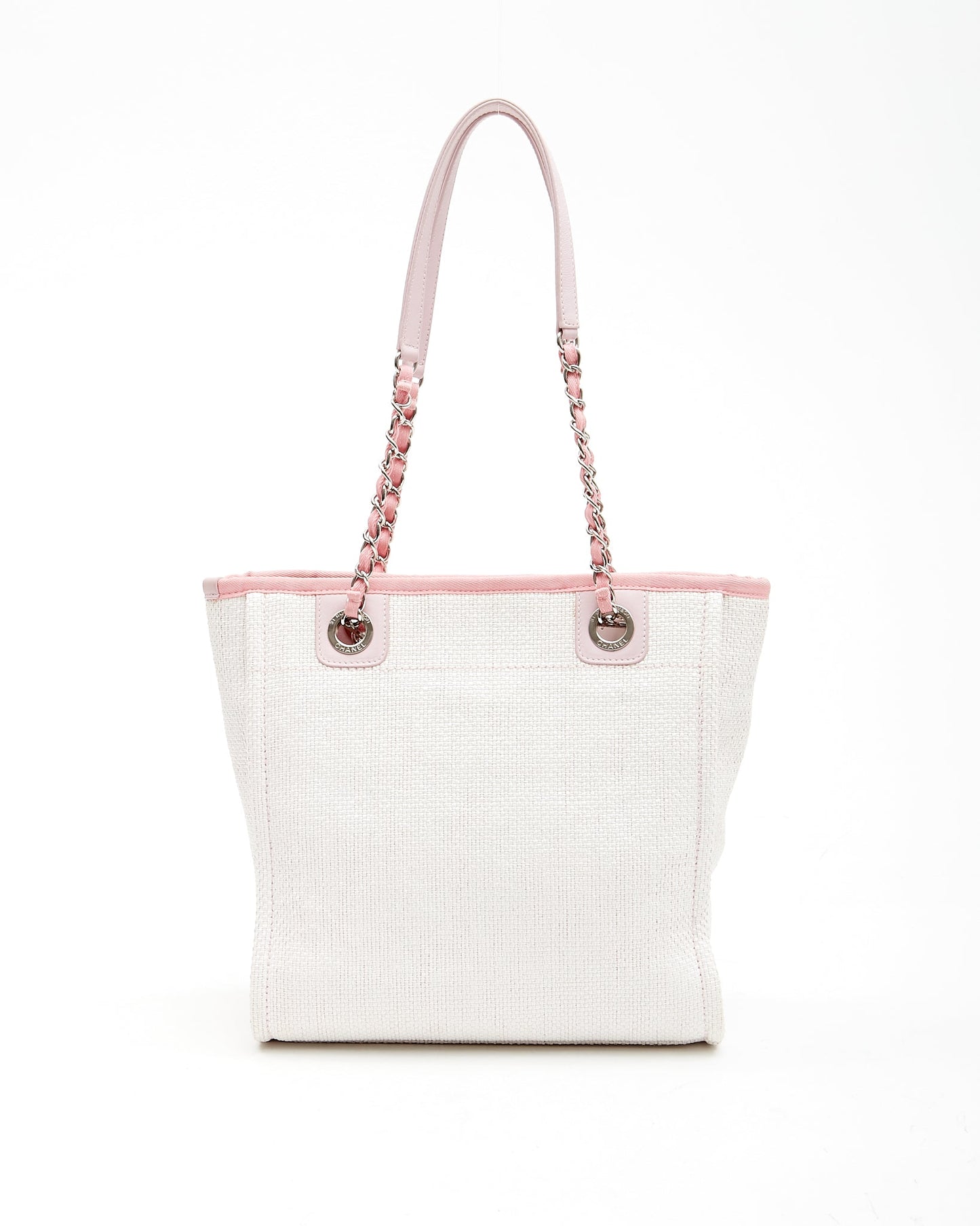 Chanel Cream & Pink Canvas Small Deauville Small Tote Bag