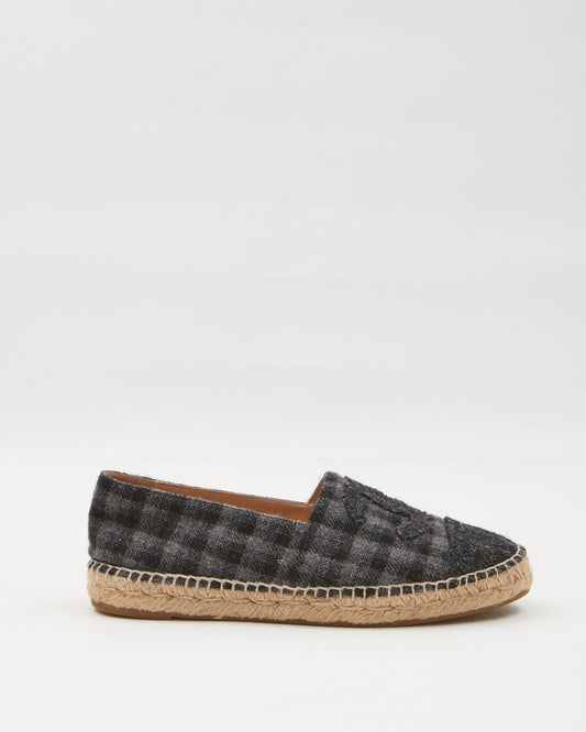 Chanel Grey Felt Checkered CC Logo Espadrille - 40