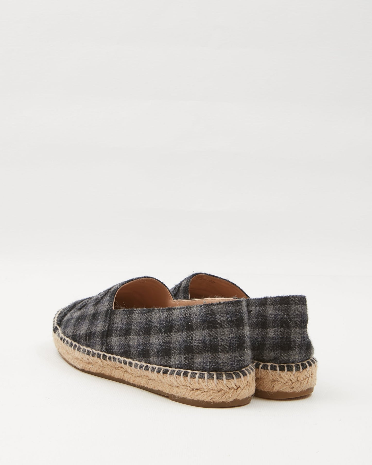 Chanel Grey Felt Checkered CC Logo Espadrille - 40