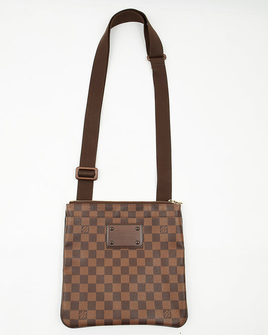 Louis Vuitton Damier Ebene Canvas Brooklyn Flat Pochette Crossbody Bag