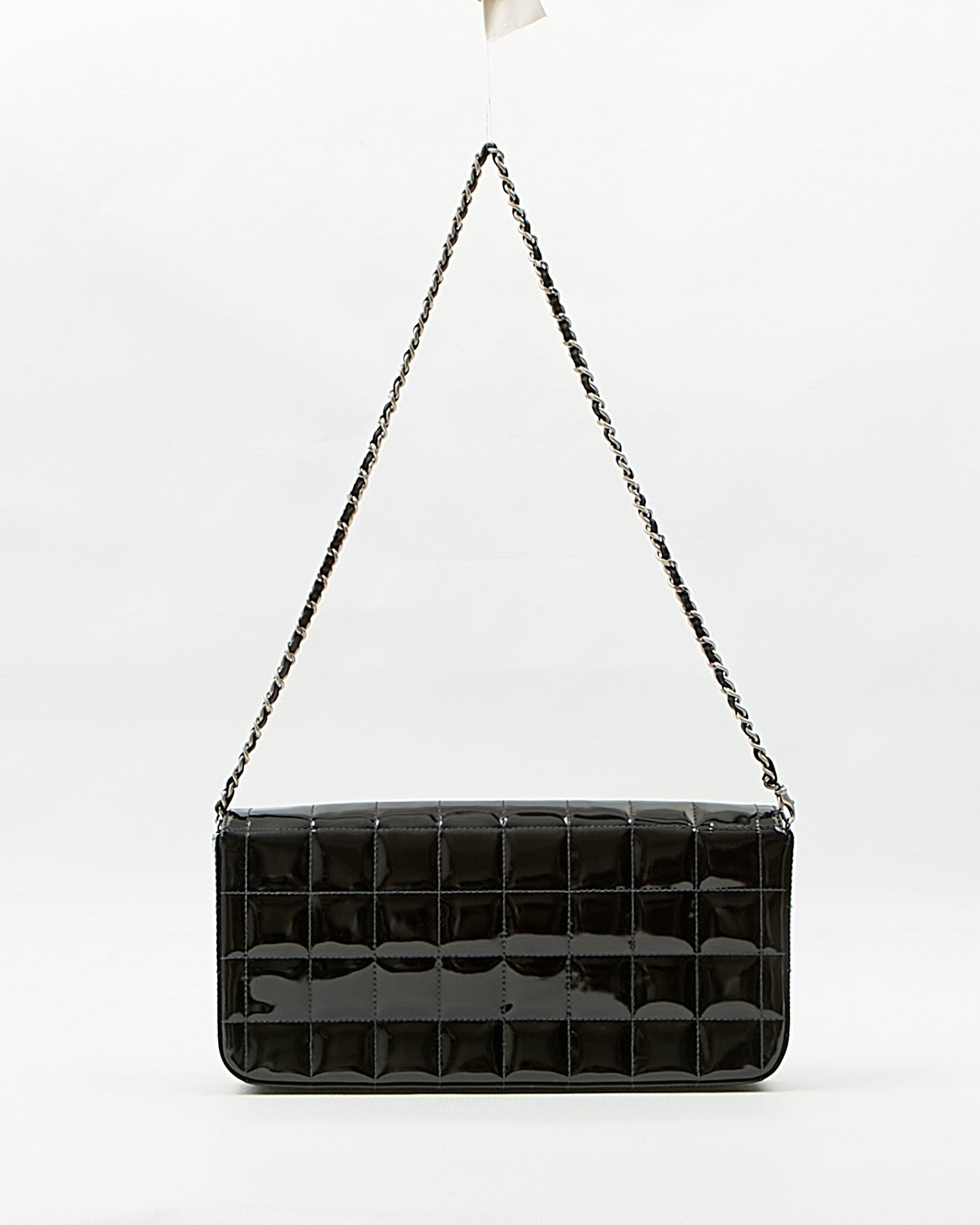 Chanel Black Patent Chocolate Bar Chain Shoulder Bag