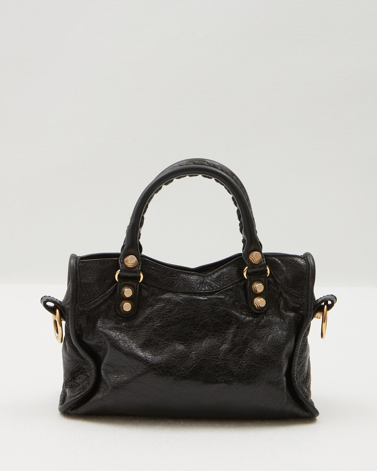 Balenciaga Black Leather Motocross Giant 21 MIni City Bag