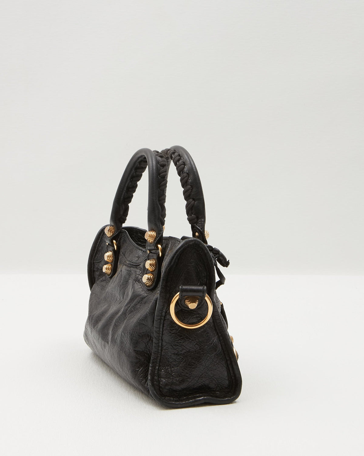 Balenciaga Black Leather Motocross Giant 21 MIni City Bag