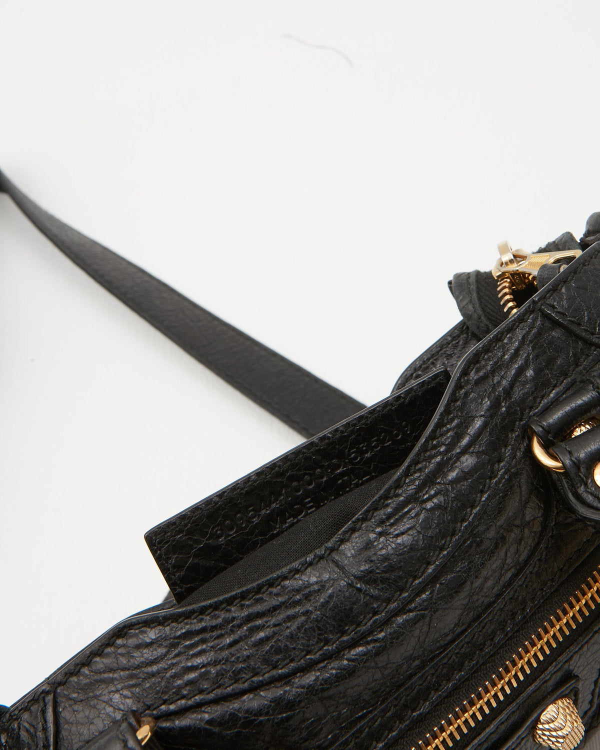 Balenciaga Black Leather Motocross Giant 21 MIni City Bag