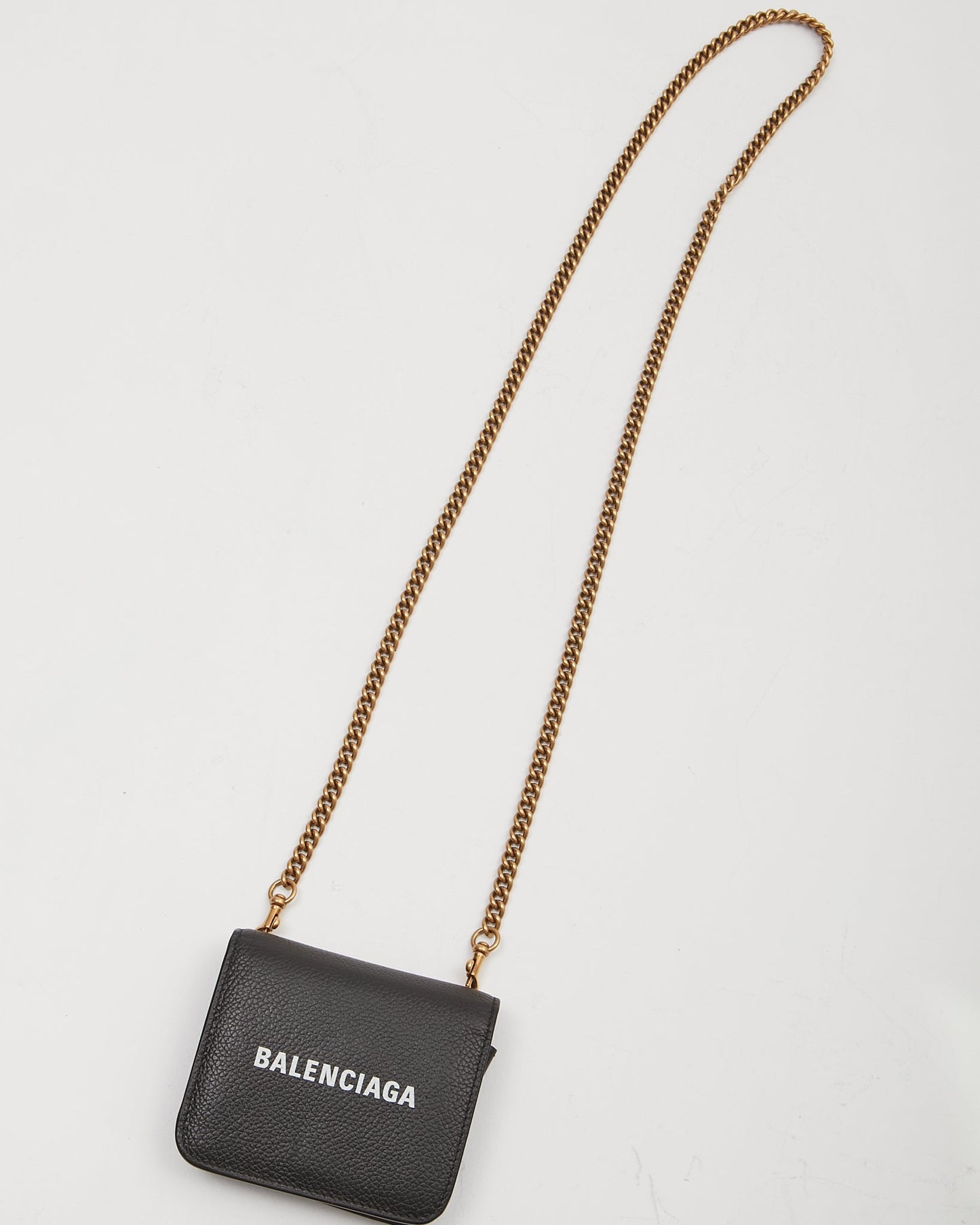 Balenciaga Black Leather Mini Cash Wallet On Chain