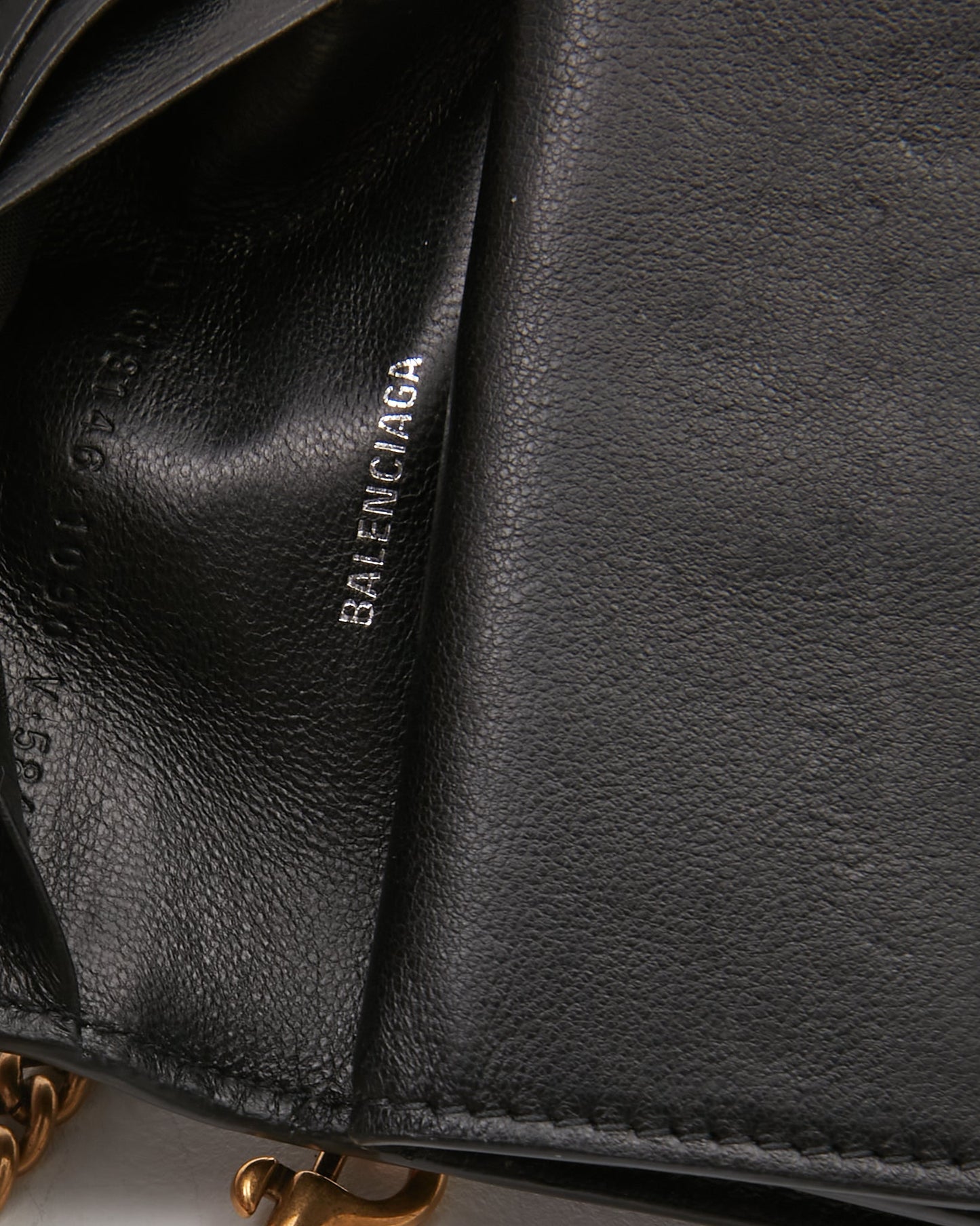 Balenciaga Black Leather Mini Cash Wallet On Chain