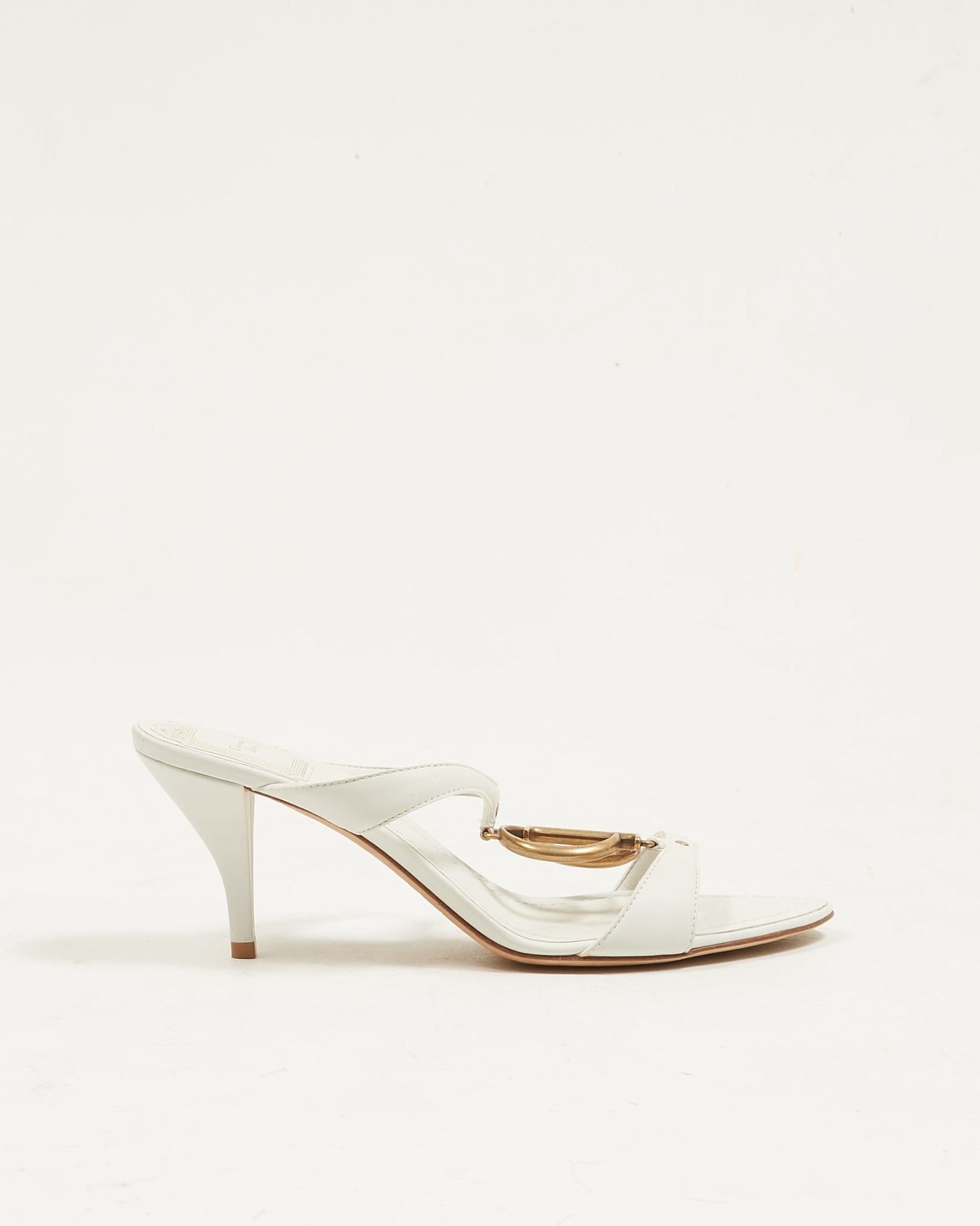 Dior White CD Logo Sandal Heel - 38.5