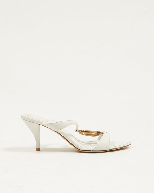 Dior White CD Logo Sandal Heel - 38.5