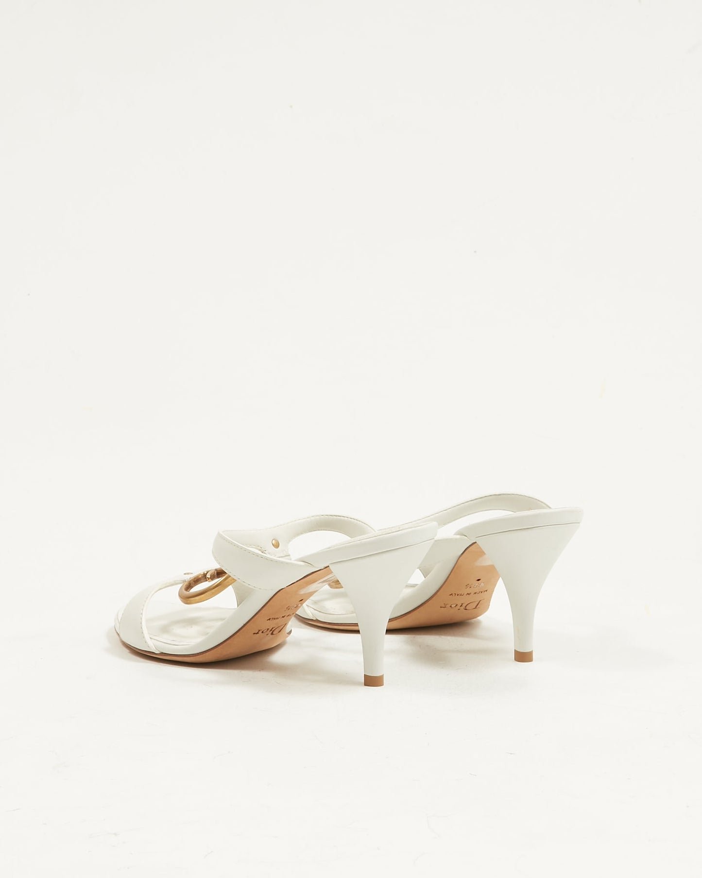 Dior White CD Logo Sandal Heel - 38.5