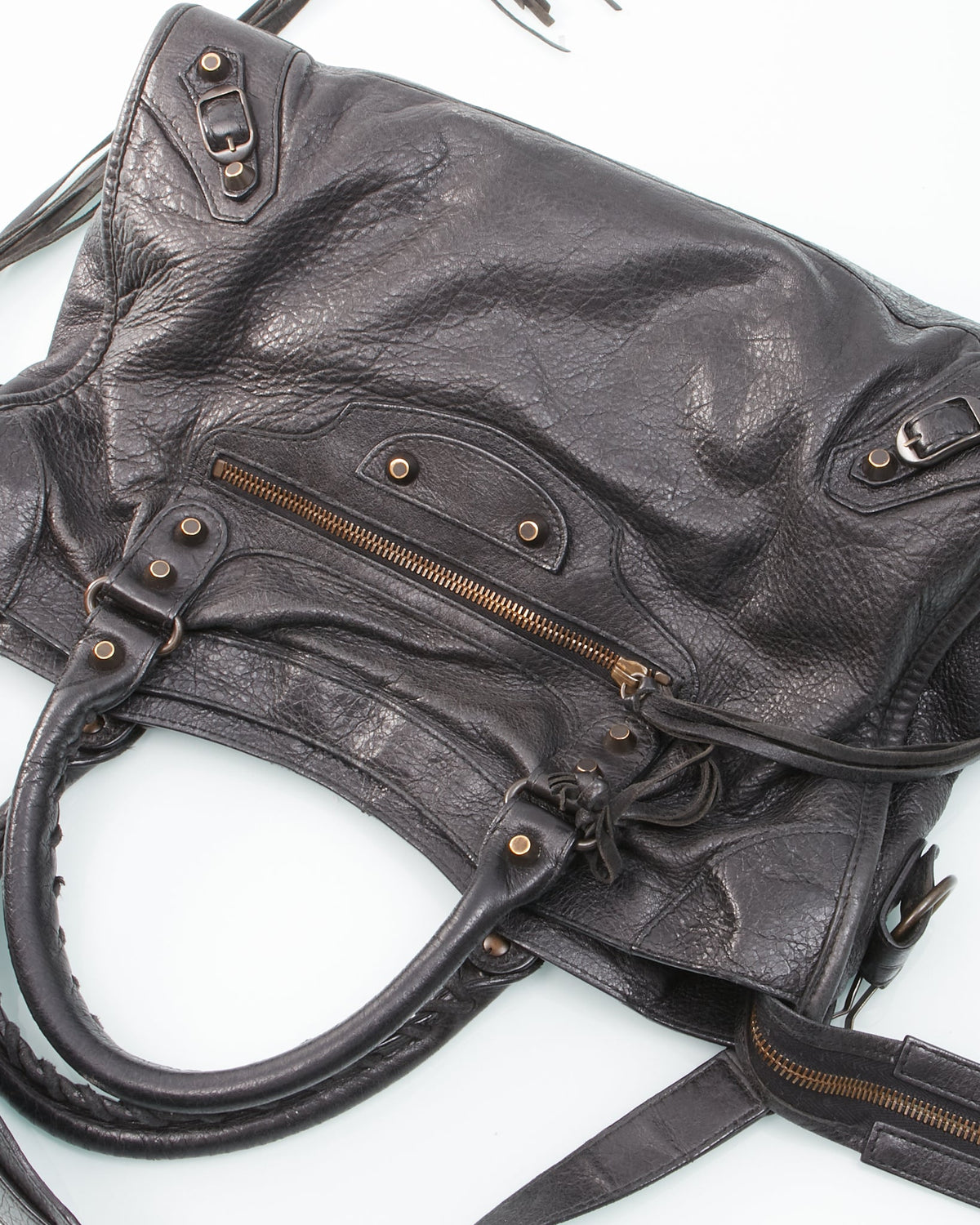 Balenciaga Black Leather Classic Motocross Medium City Bag