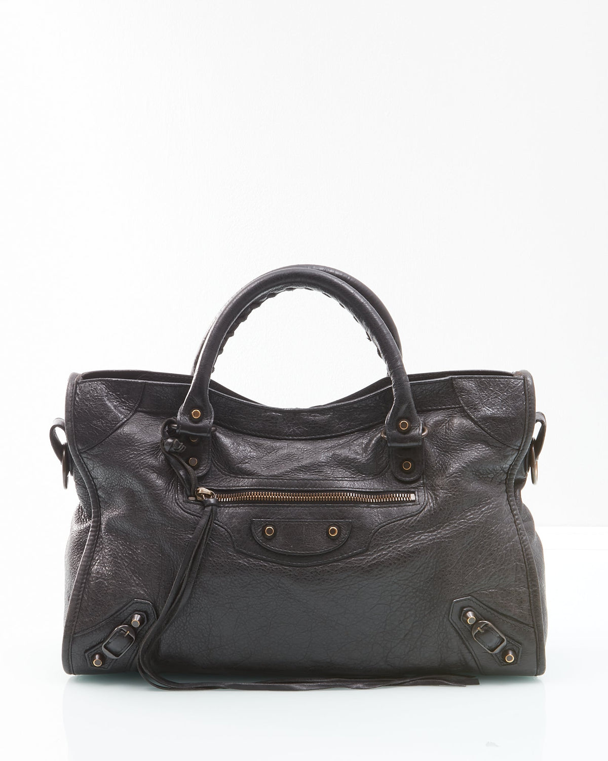 Balenciaga Black Leather Classic Motocross Medium City Bag