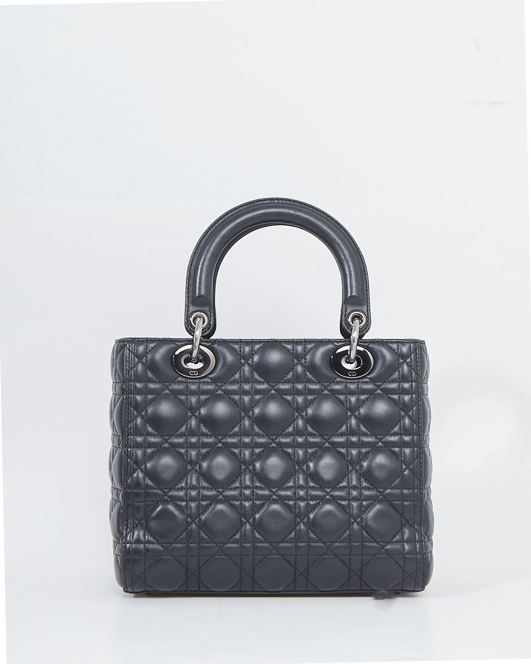Dior Black Cannage Lambskin Leather Medium Lady Dior Bag w/ Gun Metal HWD