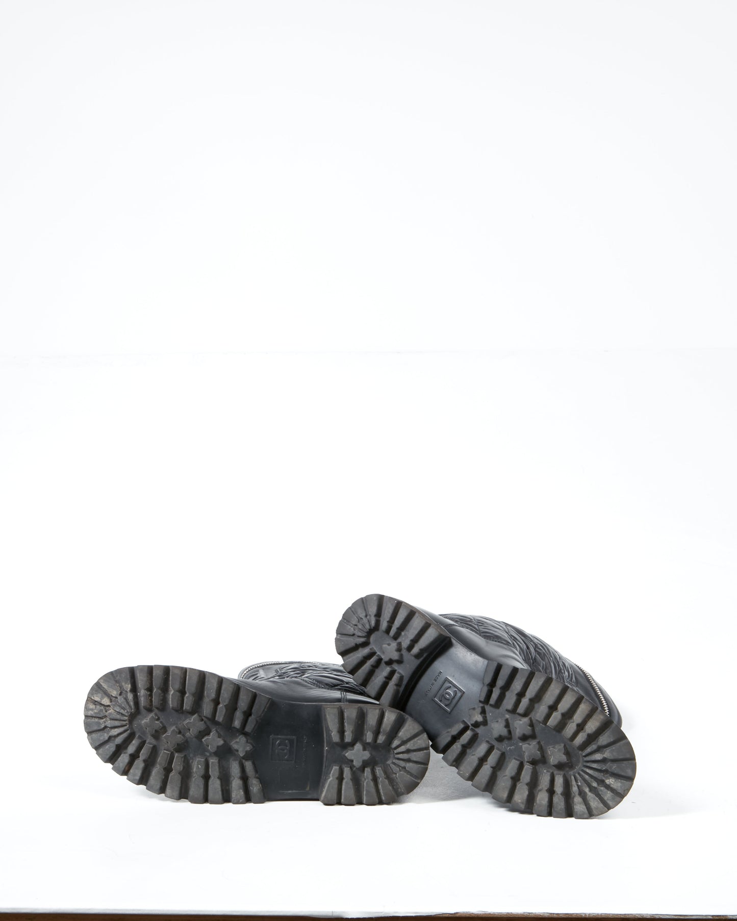 Chanel Black Nylon/Leather Coco Cocoon Boots - 38