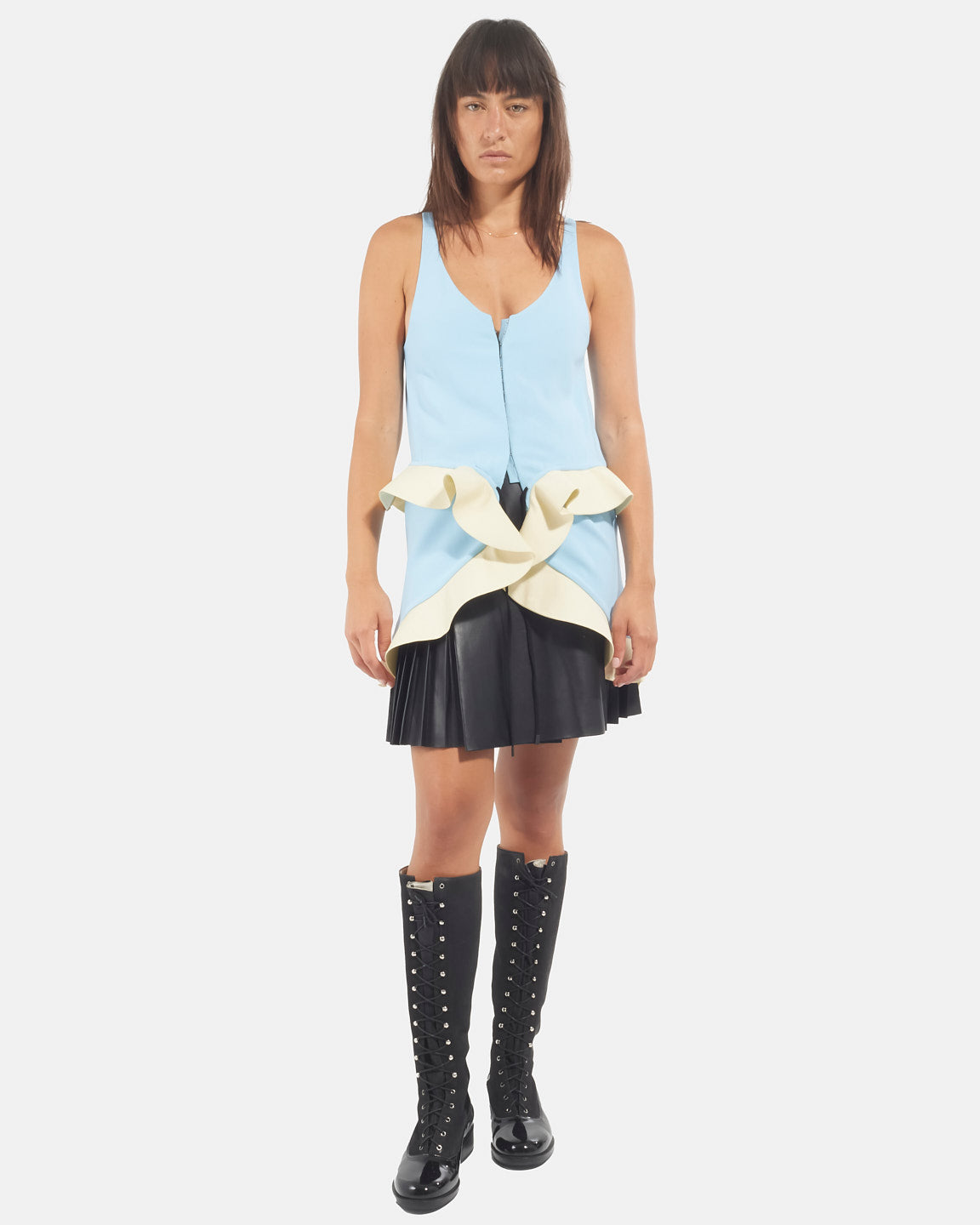 Balenciaga Light Blue & Cream Mini Dress - 36