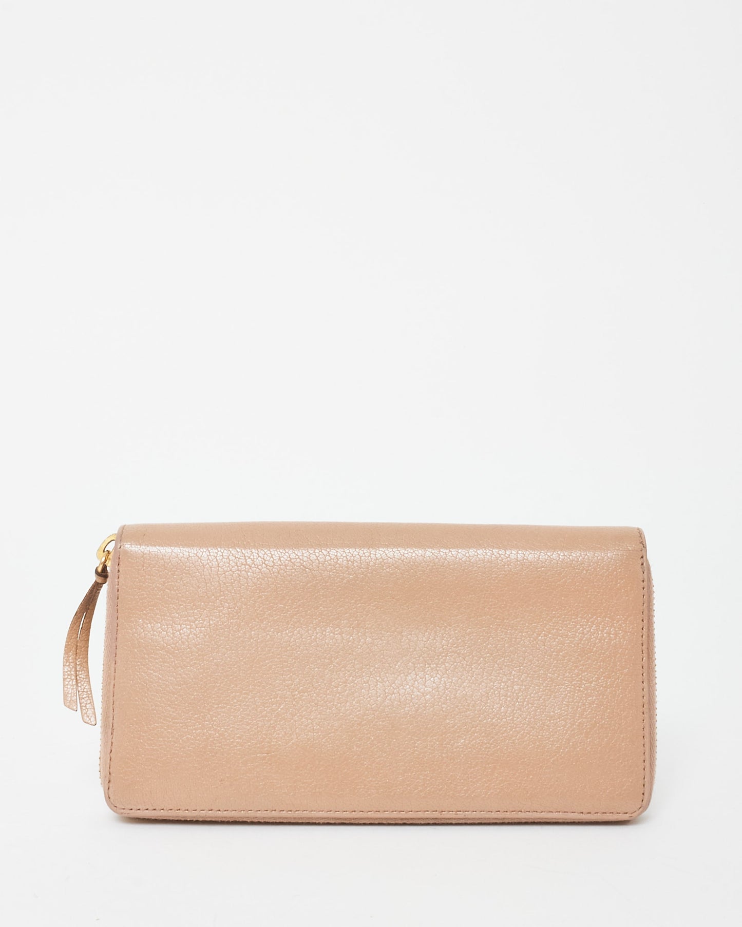 Balenciaga Blush Pink Leather Gold Edge Zippy Wallet