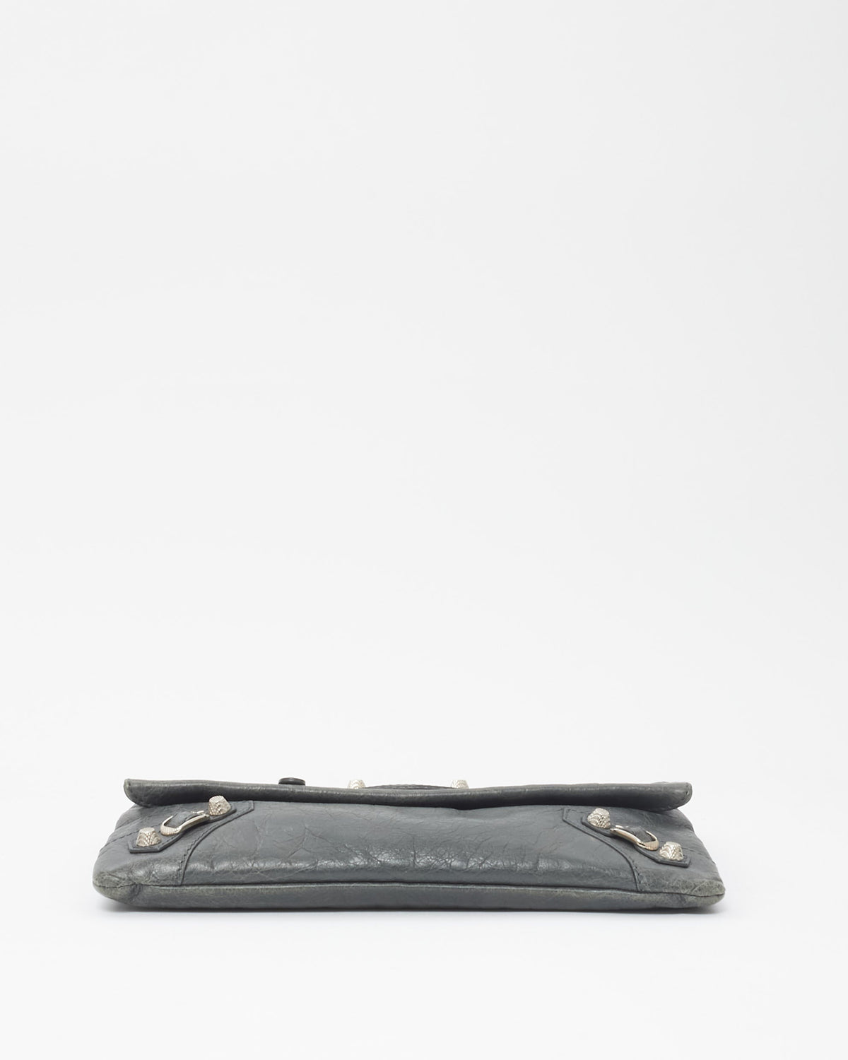 Balenciaga Charcoal Grey Leather City Clutch