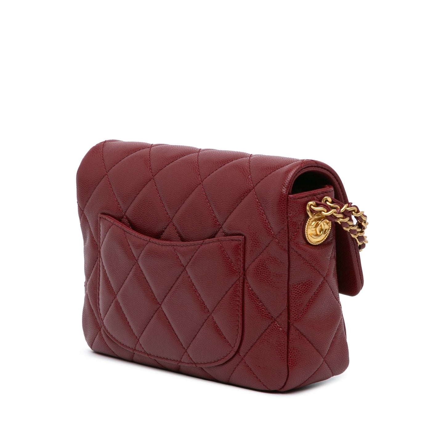 Red Chanel Small Quilted Caviar Twist Your Buttons Flap Crossbody Bag