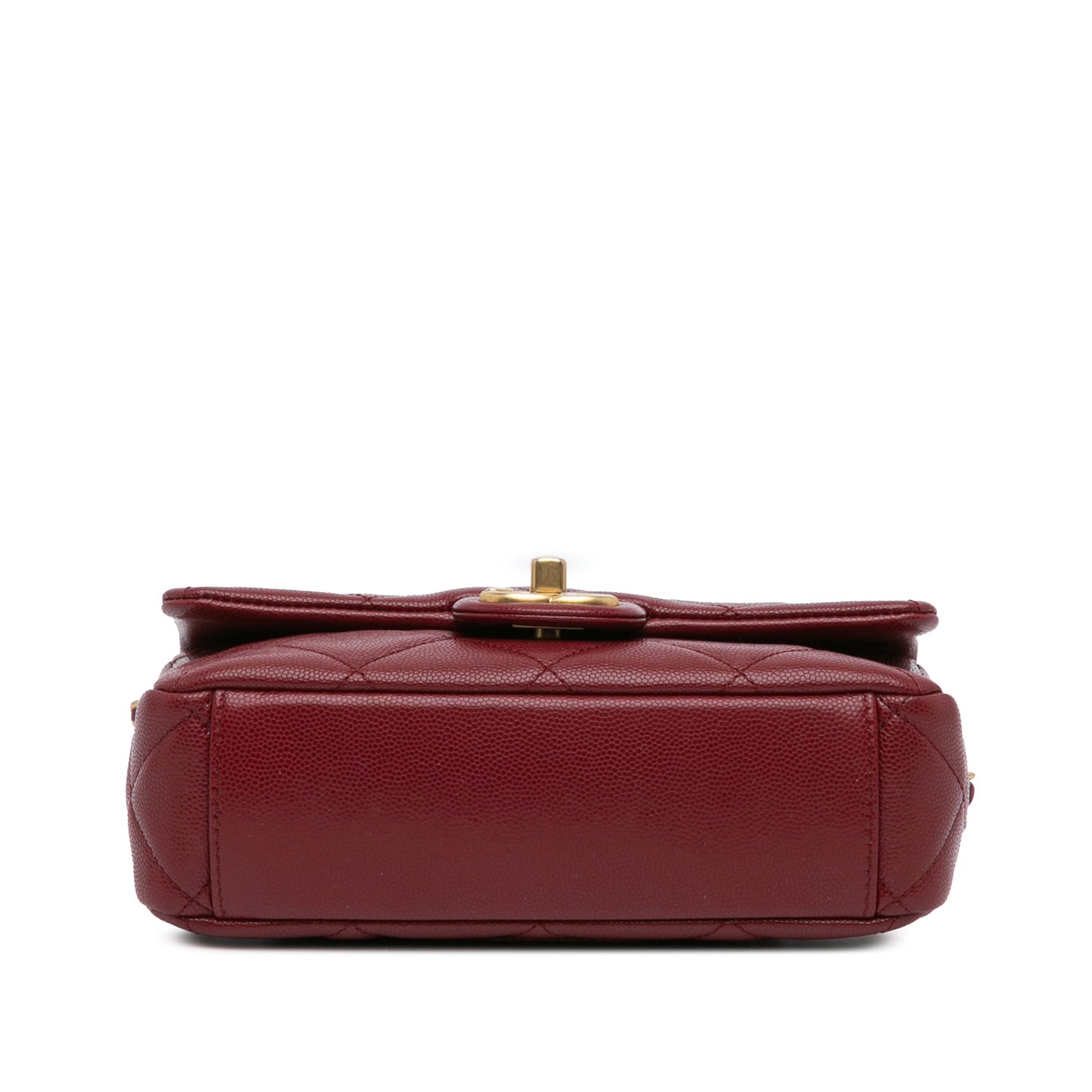 Red Chanel Small Quilted Caviar Twist Your Buttons Flap Crossbody Bag