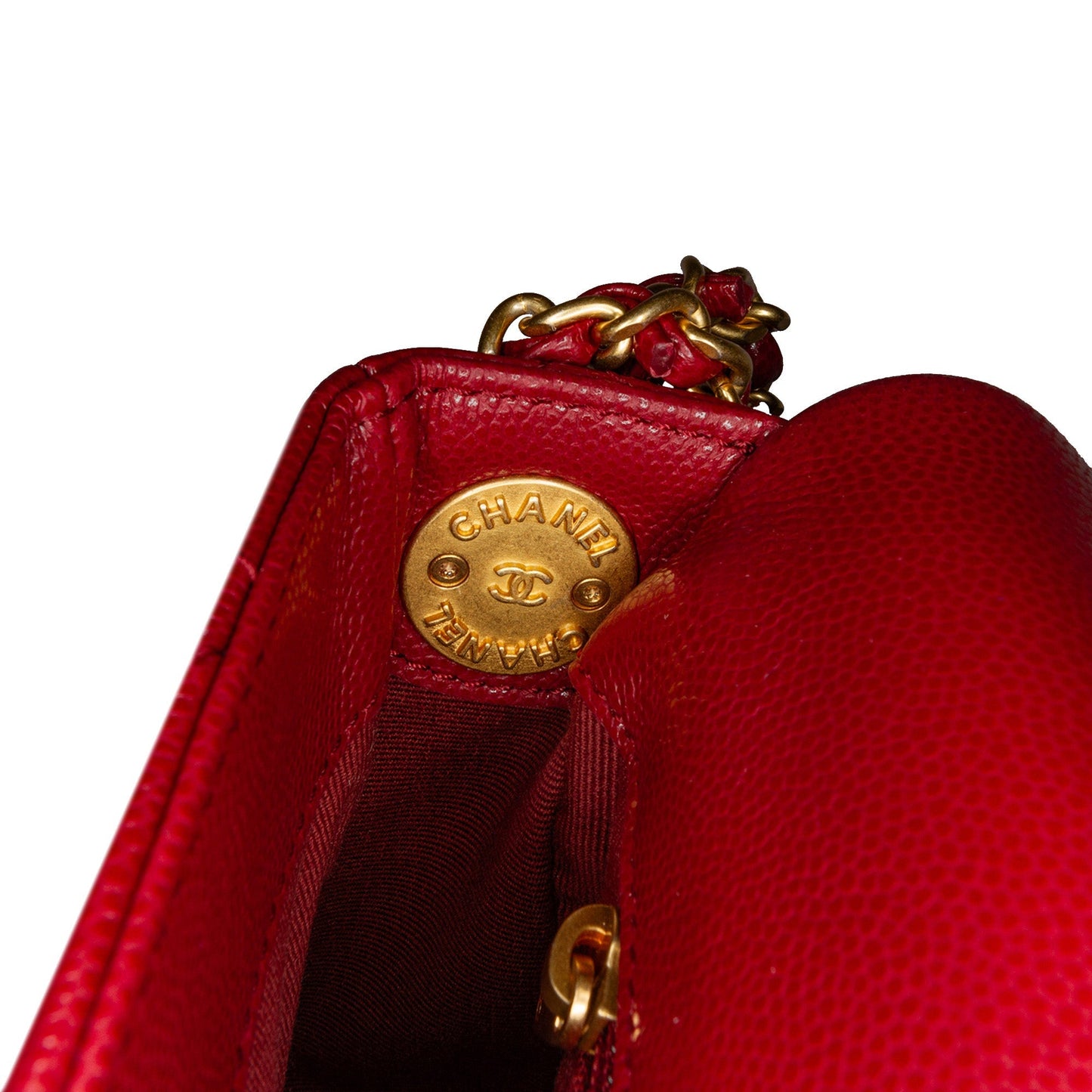 Red Chanel Small Quilted Caviar Twist Your Buttons Flap Crossbody Bag