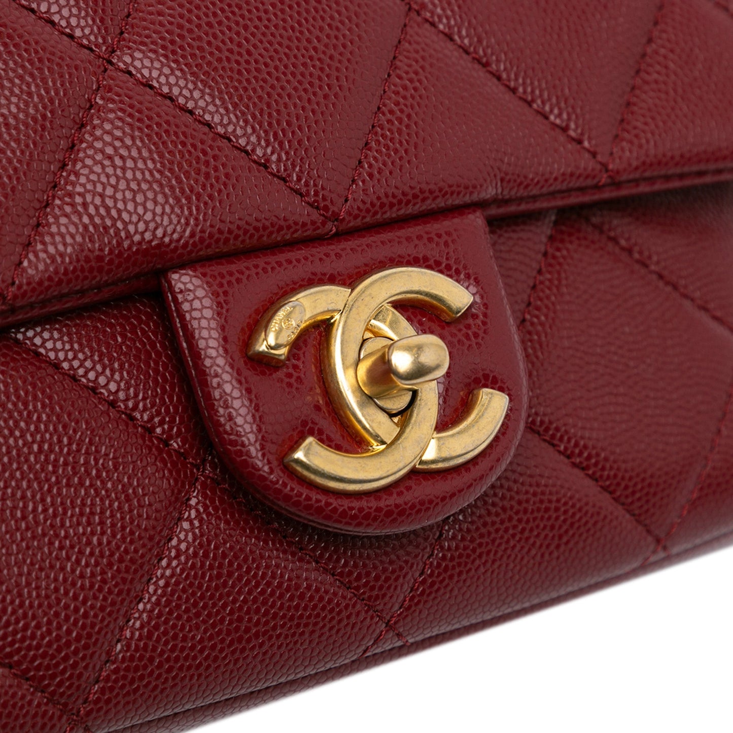 Red Chanel Small Quilted Caviar Twist Your Buttons Flap Crossbody Bag