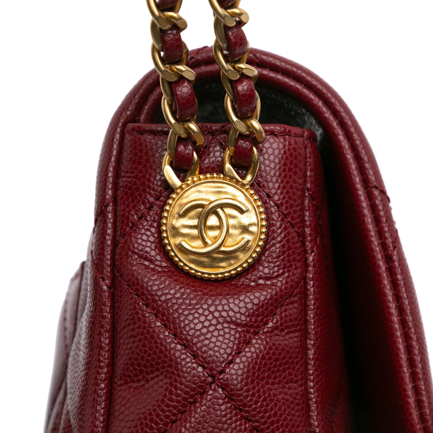Red Chanel Small Quilted Caviar Twist Your Buttons Flap Crossbody Bag