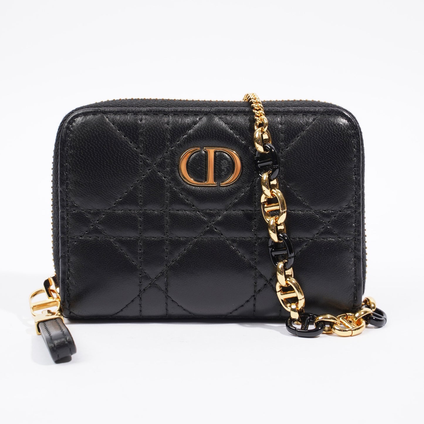 Christian Dior Caro Pouch Black Lambskin Leather