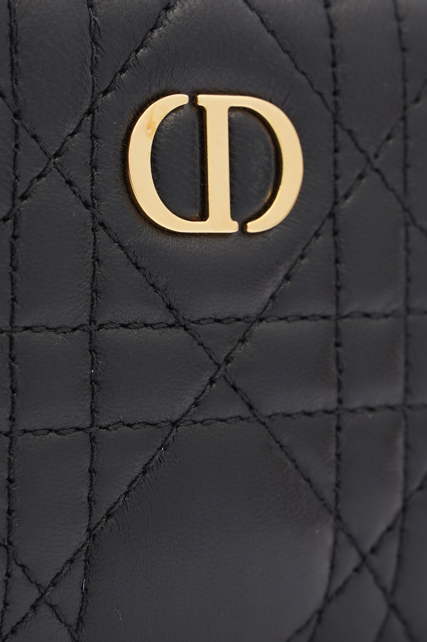 Christian Dior Caro Pouch Black Lambskin Leather