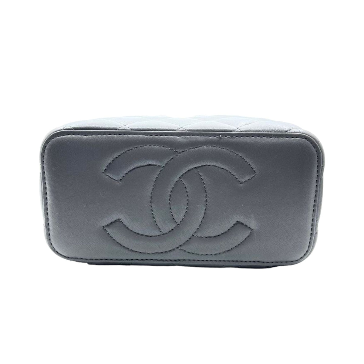 Vanity Rectangular Top Handle Small Lambskin Grey GHW
