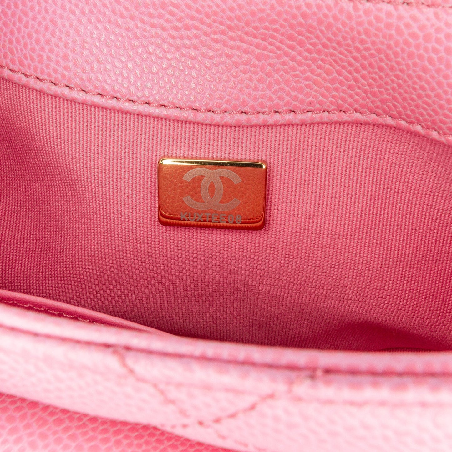 Pink Chanel Mini Quilted Caviar CC Messenger Flap Crossbody Bag