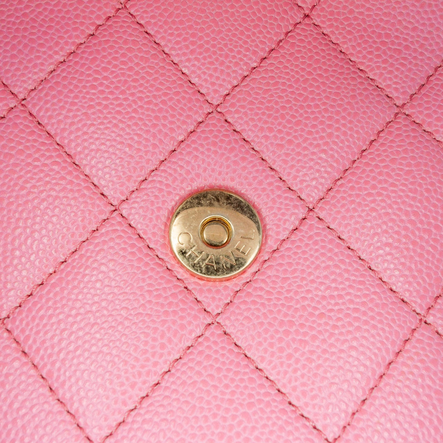 Pink Chanel Mini Quilted Caviar CC Messenger Flap Crossbody Bag
