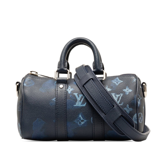 Blue Louis Vuitton Taurillon Ink Watercolor Keepall Bandouliere XS Satchel