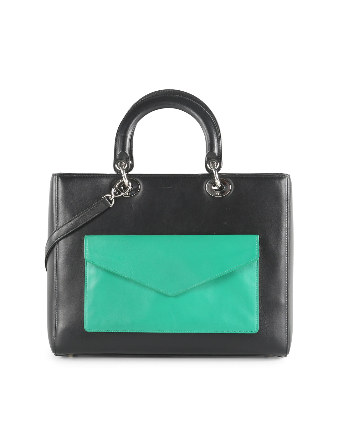 CHRISTIAN DIOR Black Leather Limited Edition Pocket Large Lady Dior Tote Bag