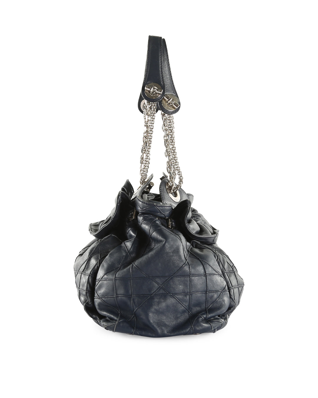 CHRISTIAN DIOR Navy Blue Cannage Leather Le Trente Hobo Bag
