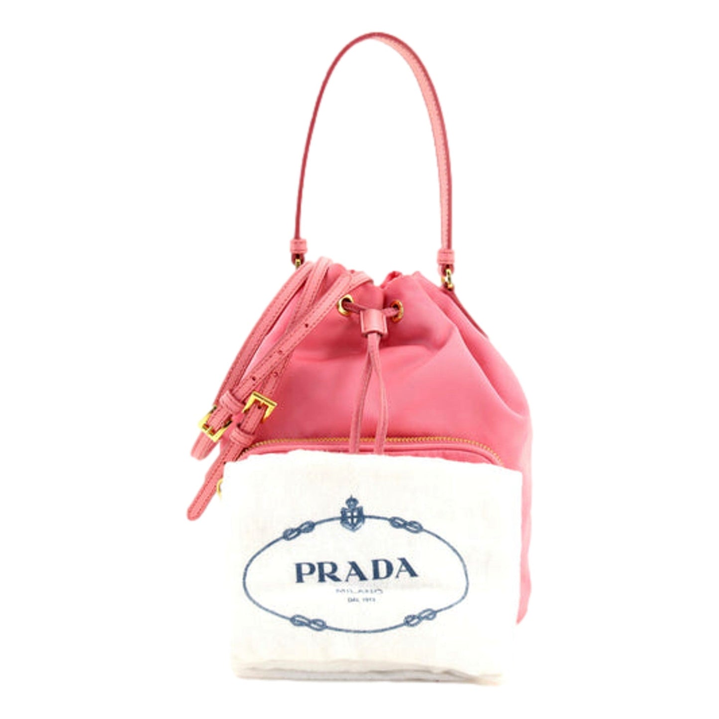 Prada Re-Nylon Saffiano Duet Bucket Crossbody Bag Small Begonia Pink