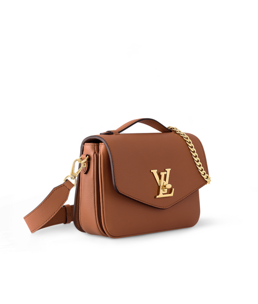 LOUIS VUITTON Oxford Luxury Lockme Crossbody Bag Brown