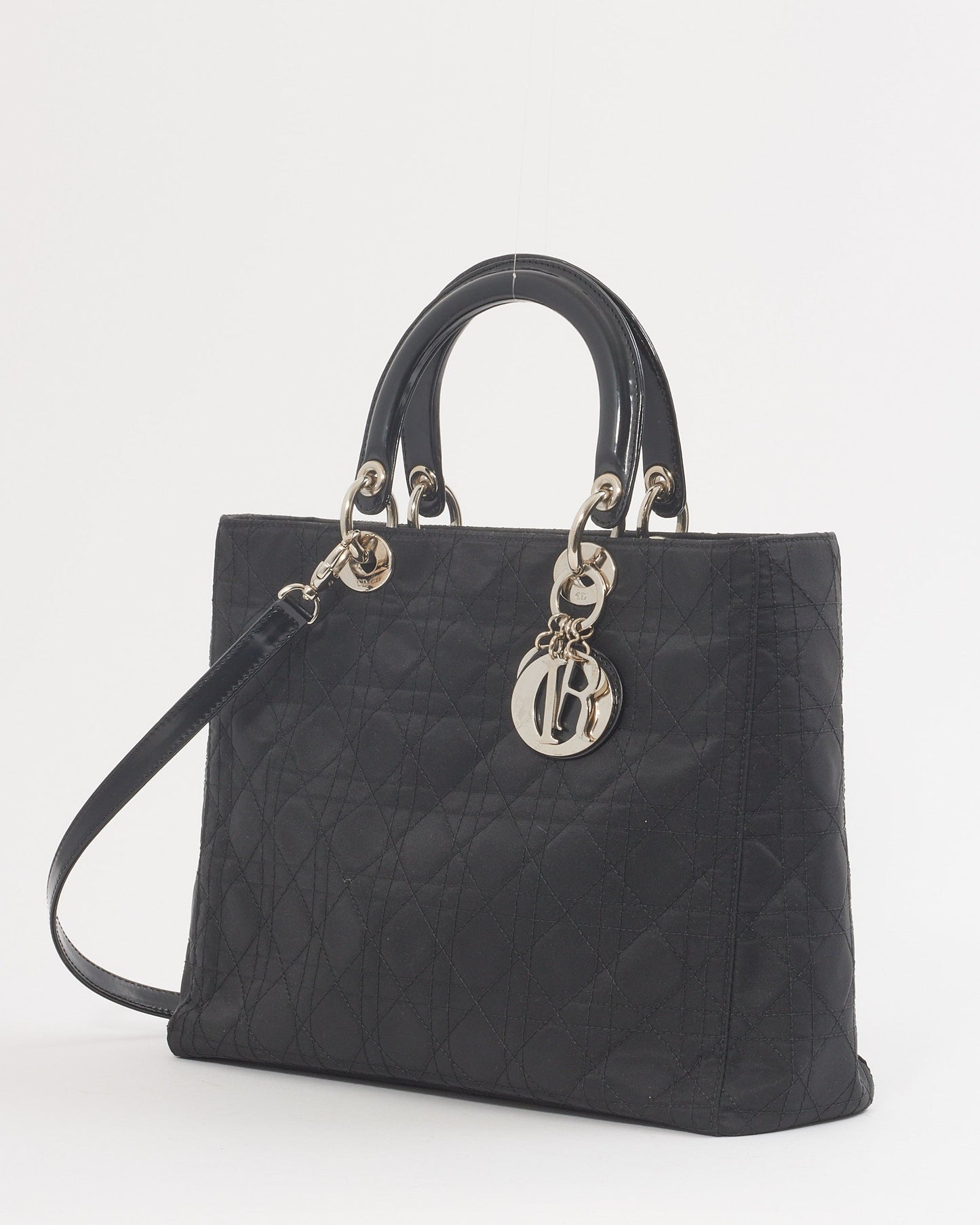 Dior Black Nylon Cannage Large Lady Dior Bag