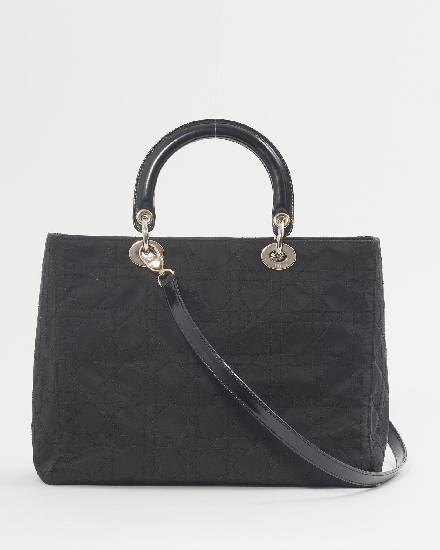 Dior Black Nylon Cannage Large Lady Dior Bag