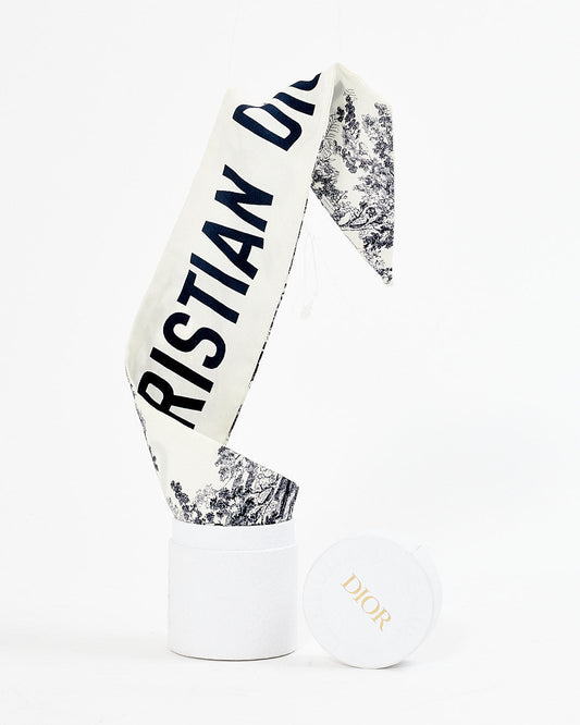 Dior Navy & White Silk Toile de Jouy Sauvage Mitzah Twilly