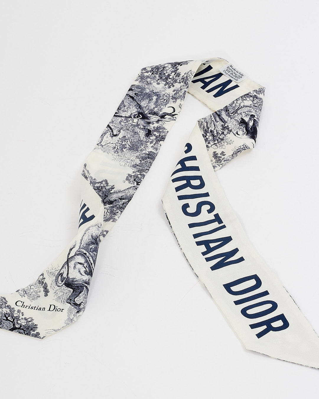 Dior Navy & White Silk Toile de Jouy Sauvage Mitzah Twilly