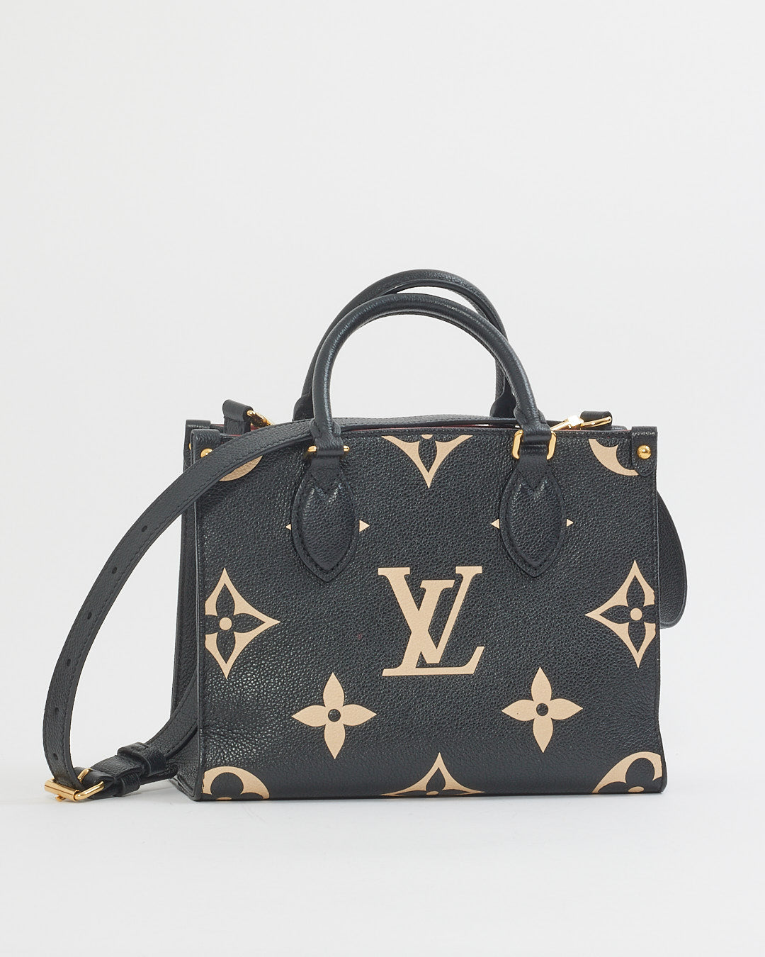Louis Vuitton Black/White Empreinte Leather On The Go PM Tote Bag