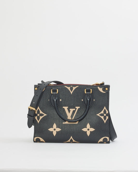 Louis Vuitton Black/White Empreinte Leather On The Go PM Tote Bag
