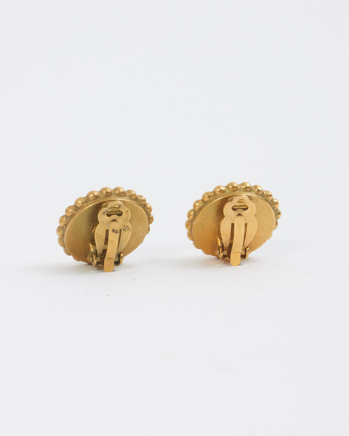 Chanel Vintage Gold CC Logo Medallion Clip On Earrings