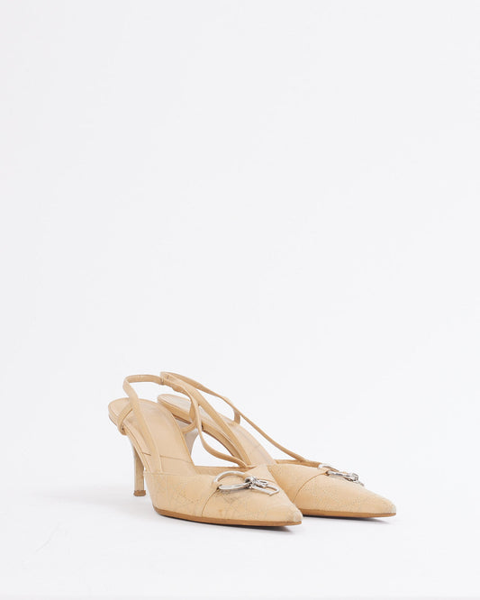 Dior Beige Cannage Vintage Point Toe Pumps - 39