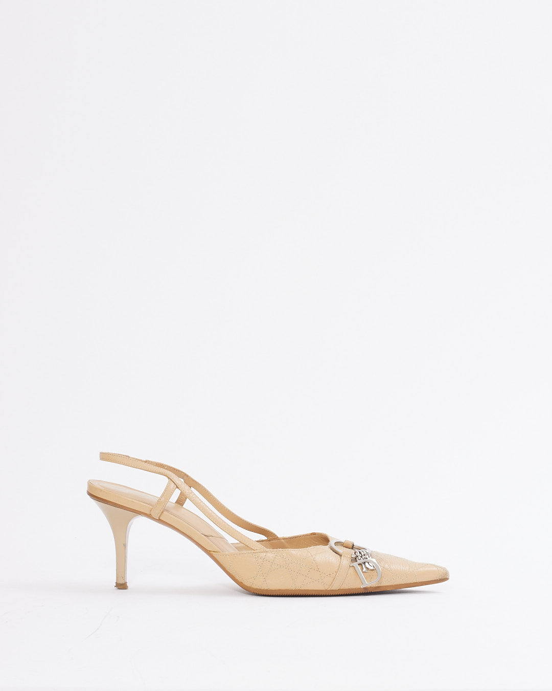 Dior Beige Cannage Vintage Point Toe Pumps - 39